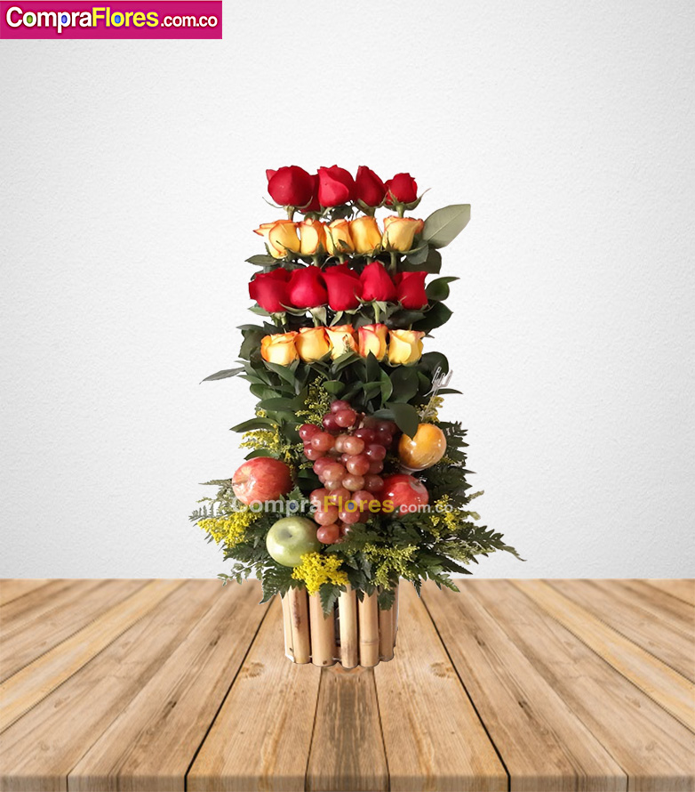 Arreglo Frutero rosas en Cali