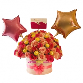 Cilindro de rosas rosadas