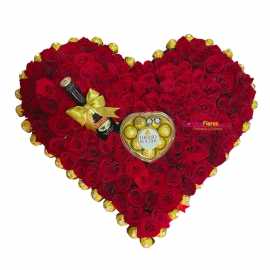 Corazon Grande de Rosas Chocolates 