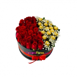 Cilindro de Rosas y Chocolates